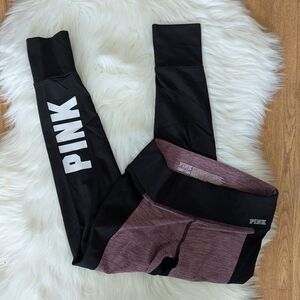 PINK Victoria's Secret Ultimate Cuffed Ankle Leggings Black And Mauve Purple
